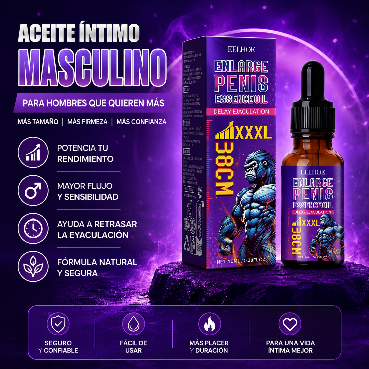Aceite para agrandar el pene, crecimiento para hombre